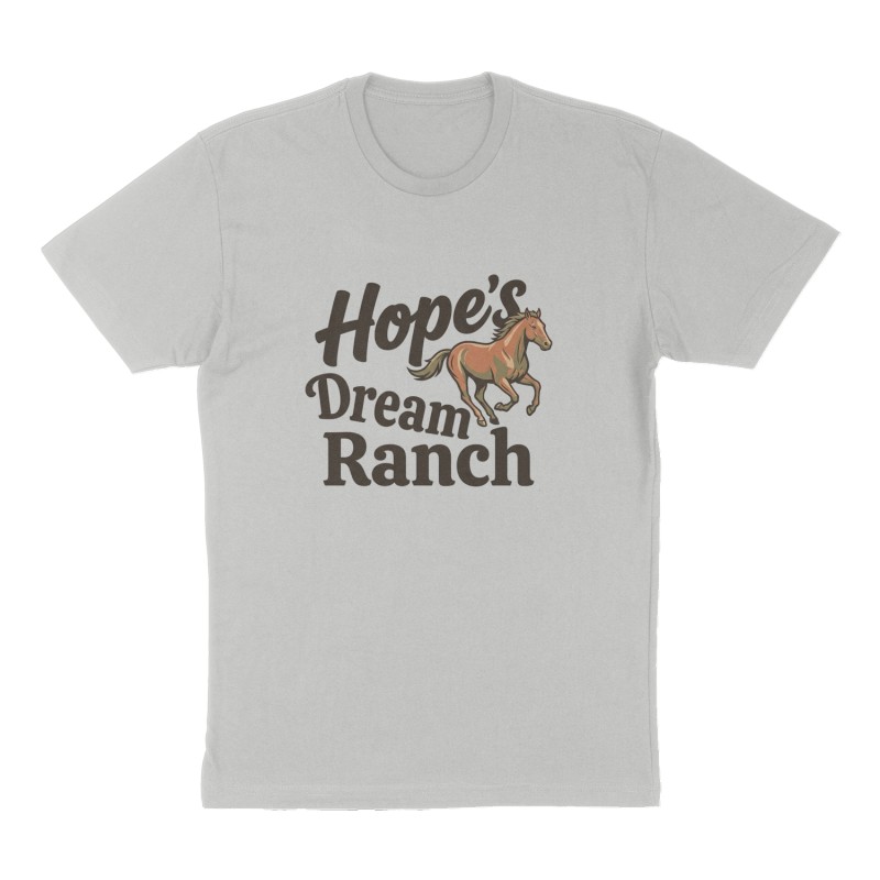 Custom t-shirt: "Hope's Dream Ranch", Front print, heather-gray shirt