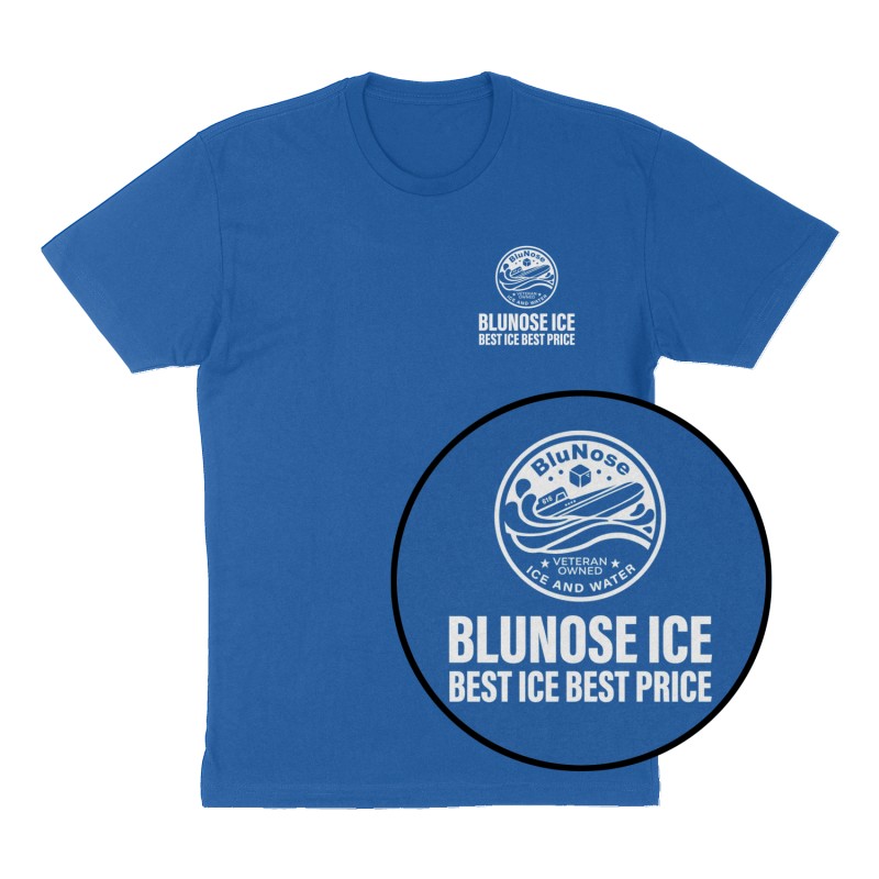 Custom t-shirt: "Blunose Ice", Left Chest print, royal-blue shirt