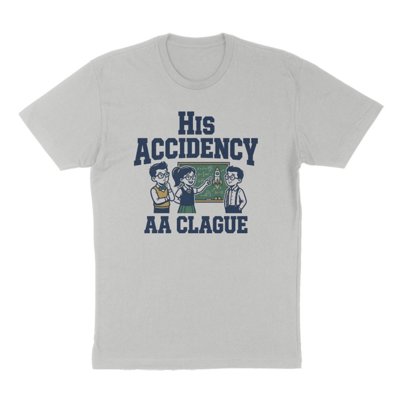 Custom t-shirt: "His Accidency", Front print, heather-gray shirt
