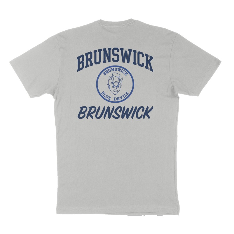 Custom t-shirt: "BRUNSWICK", Back print, heather-gray shirt