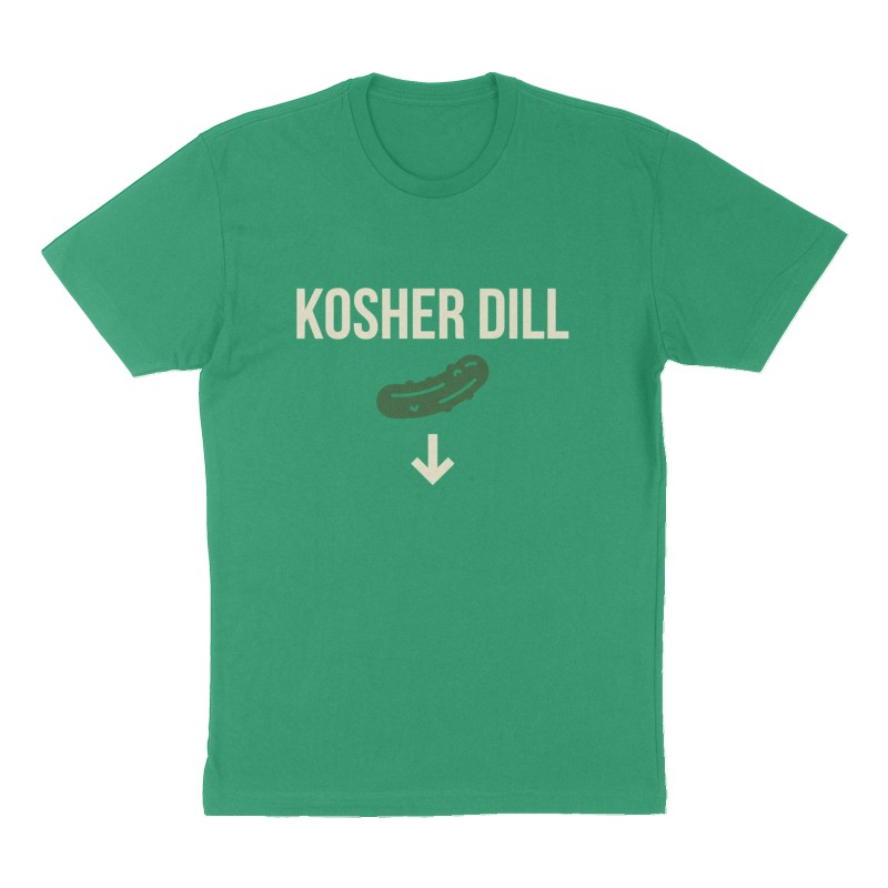 Custom t-shirt: "Kosher Dill", Front print, green shirt