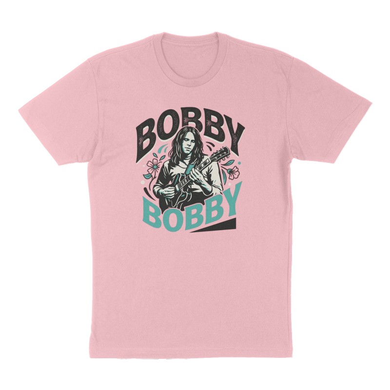 Custom t-shirt: "Bobby", Front print, pink shirt