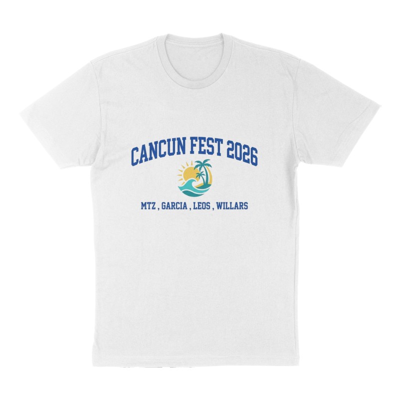 Custom t-shirt: "Cancun Fest 2026 ", Front print, white shirt