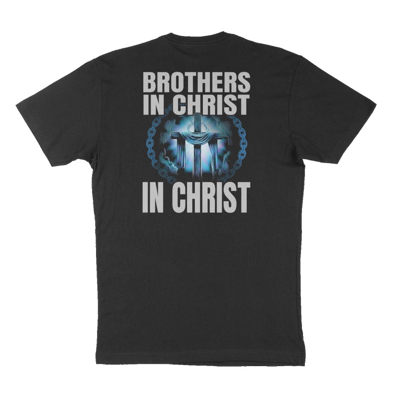 Custom t-shirt: "Brothers In Christ", Back print, black shirt