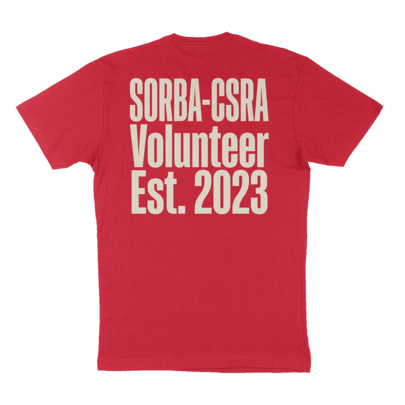 Custom t-shirt: "SORBA-CSRA Volunteer", Back print, red shirt