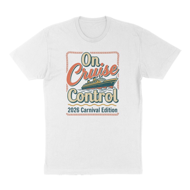 Custom t-shirt: "On Cruise Control", Front print, white shirt