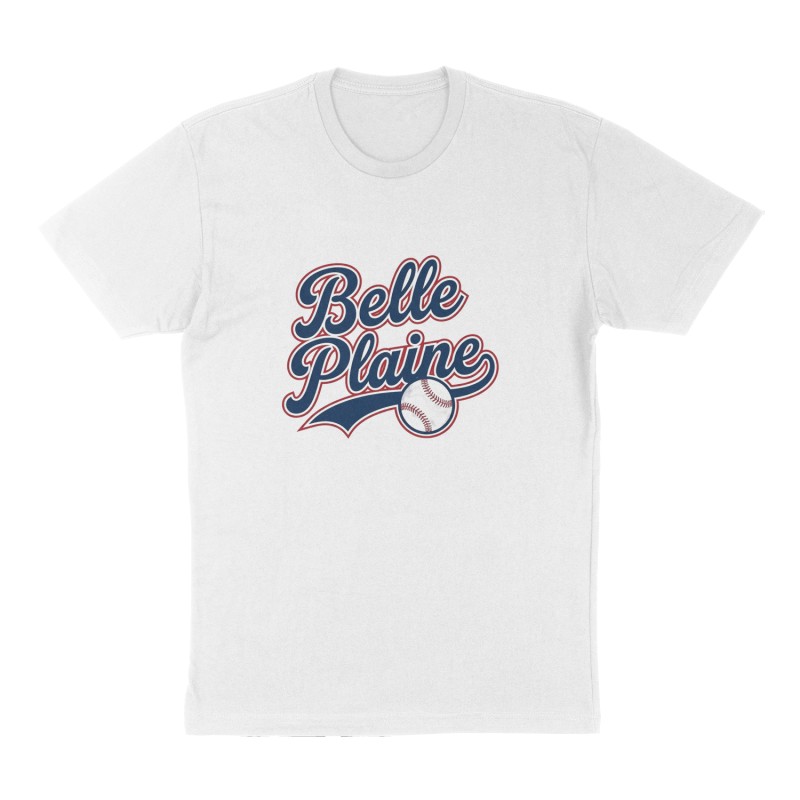 Custom t-shirt: "Belle Plaine", Front print, white shirt