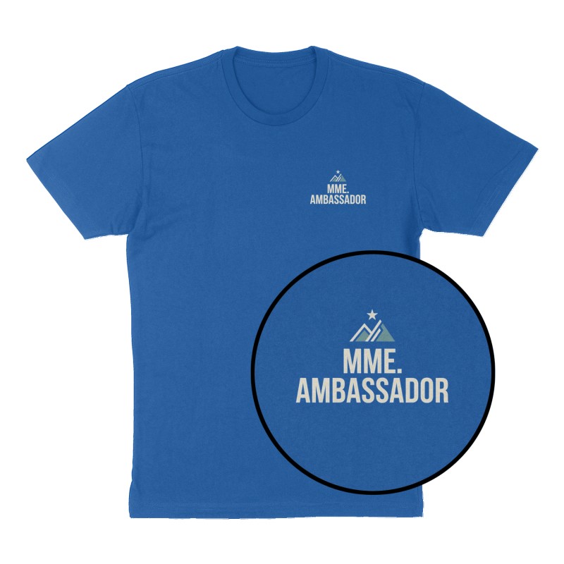 Custom t-shirt: "Mme. Ambassador", Left Chest print, royal-blue shirt