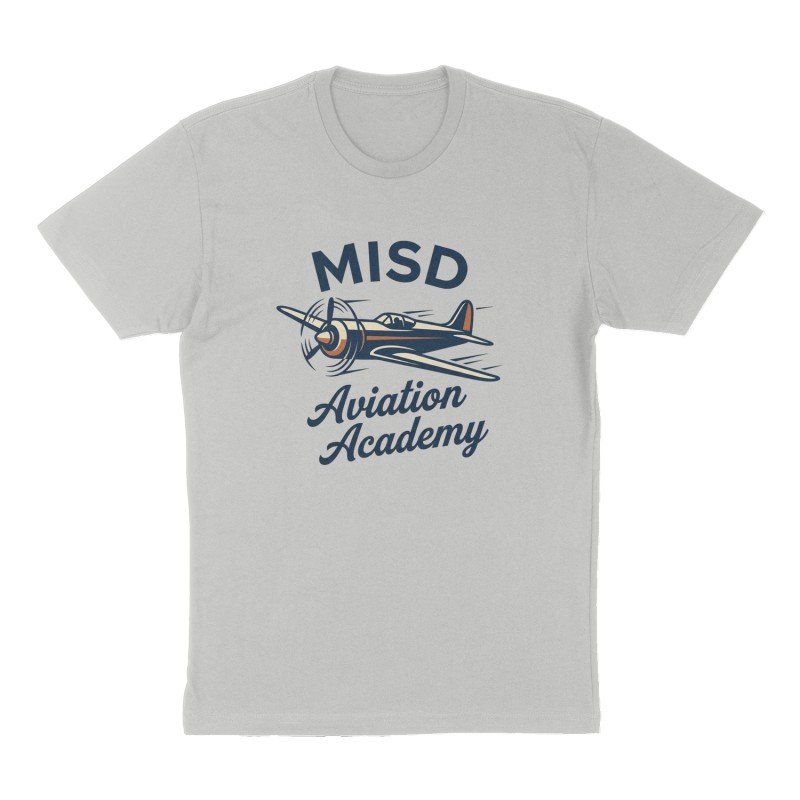 Custom t-shirt: "MISD Aviation Academy", Front print, heather-gray shirt