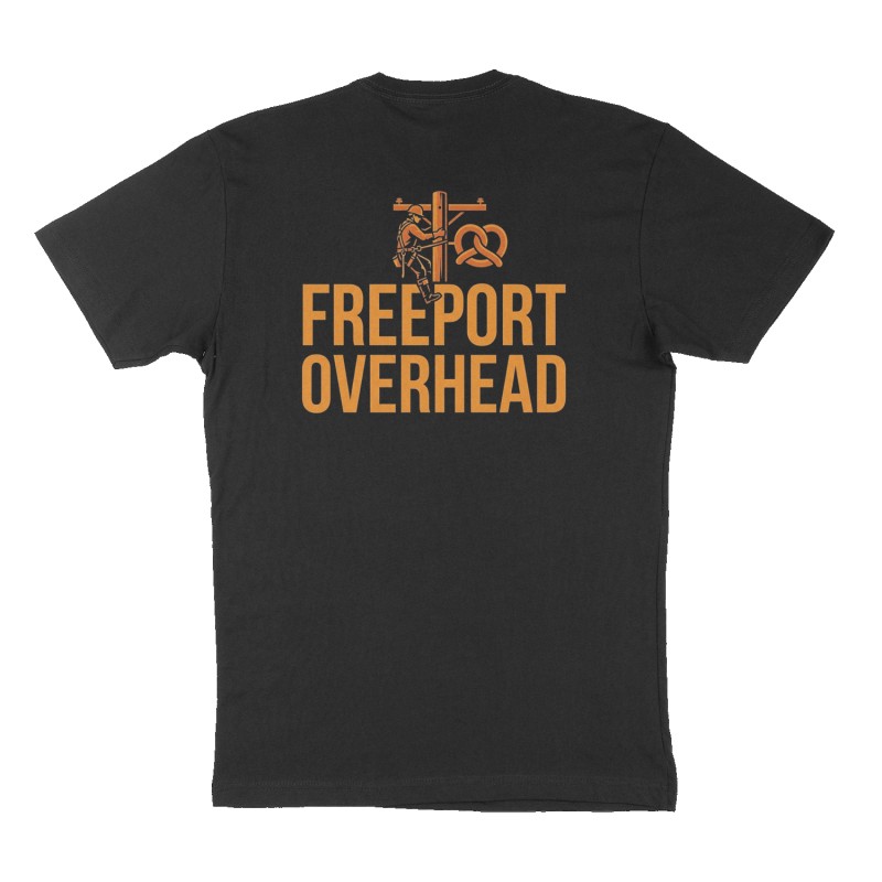 Custom t-shirt: "Freeport Overhead", Back print, black shirt