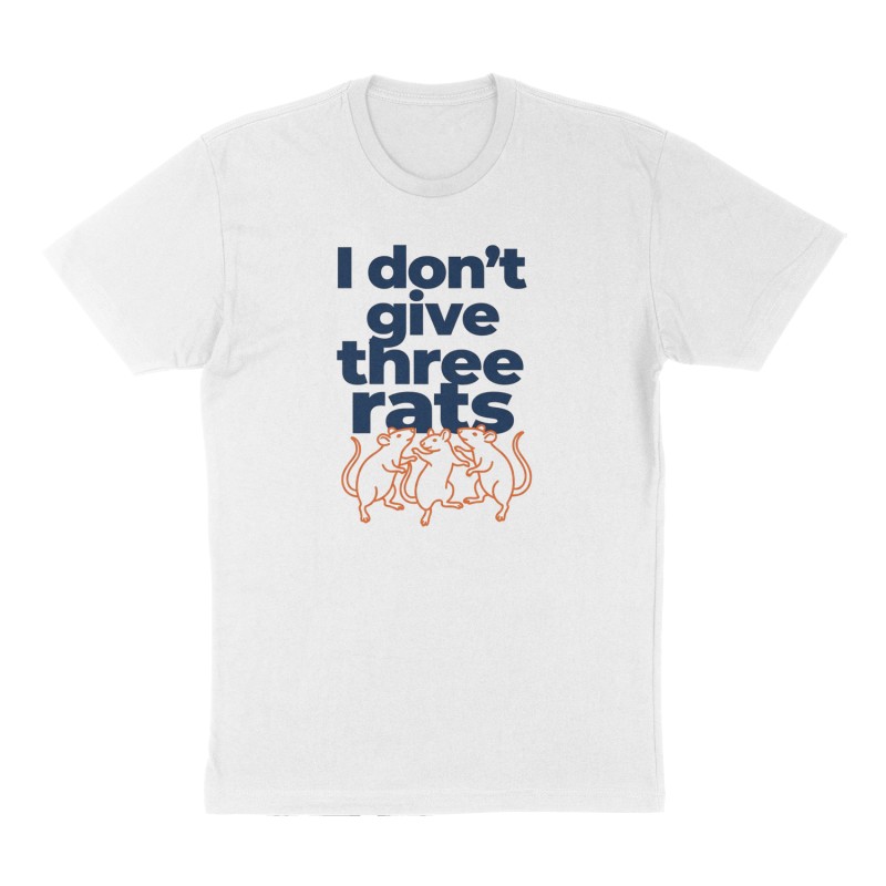 Custom t-shirt: "I don’t give three rats", Front print, white shirt