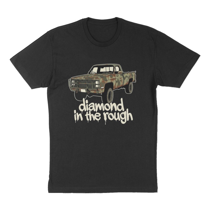 Custom t-shirt: "diamond in the rough ", Front print, black shirt