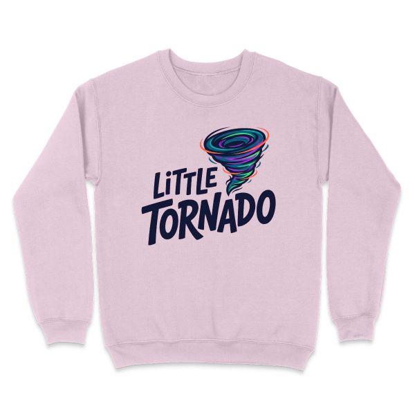 AI t-shirt design for a gift or hobby that says "LITTLE TORNADO" (picture idea: Tornado)