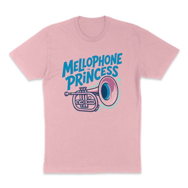 AI t-shirt design for a gift or hobby that says "Mellophone Princess" (picture idea: Mellophone)